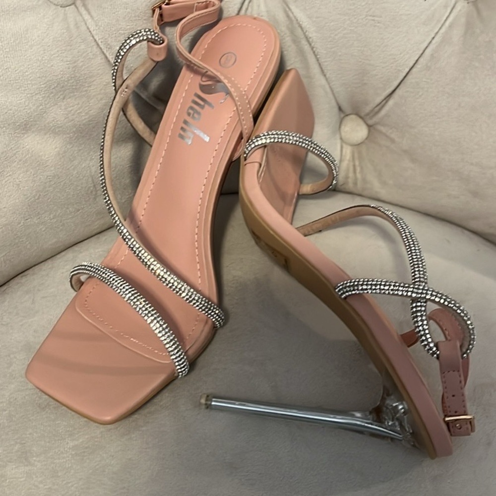 SHEIN Heels pink and rhinestones